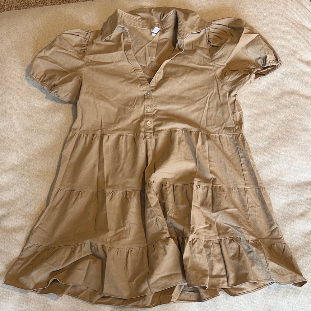 Glam Tan Casual Kids Dress
